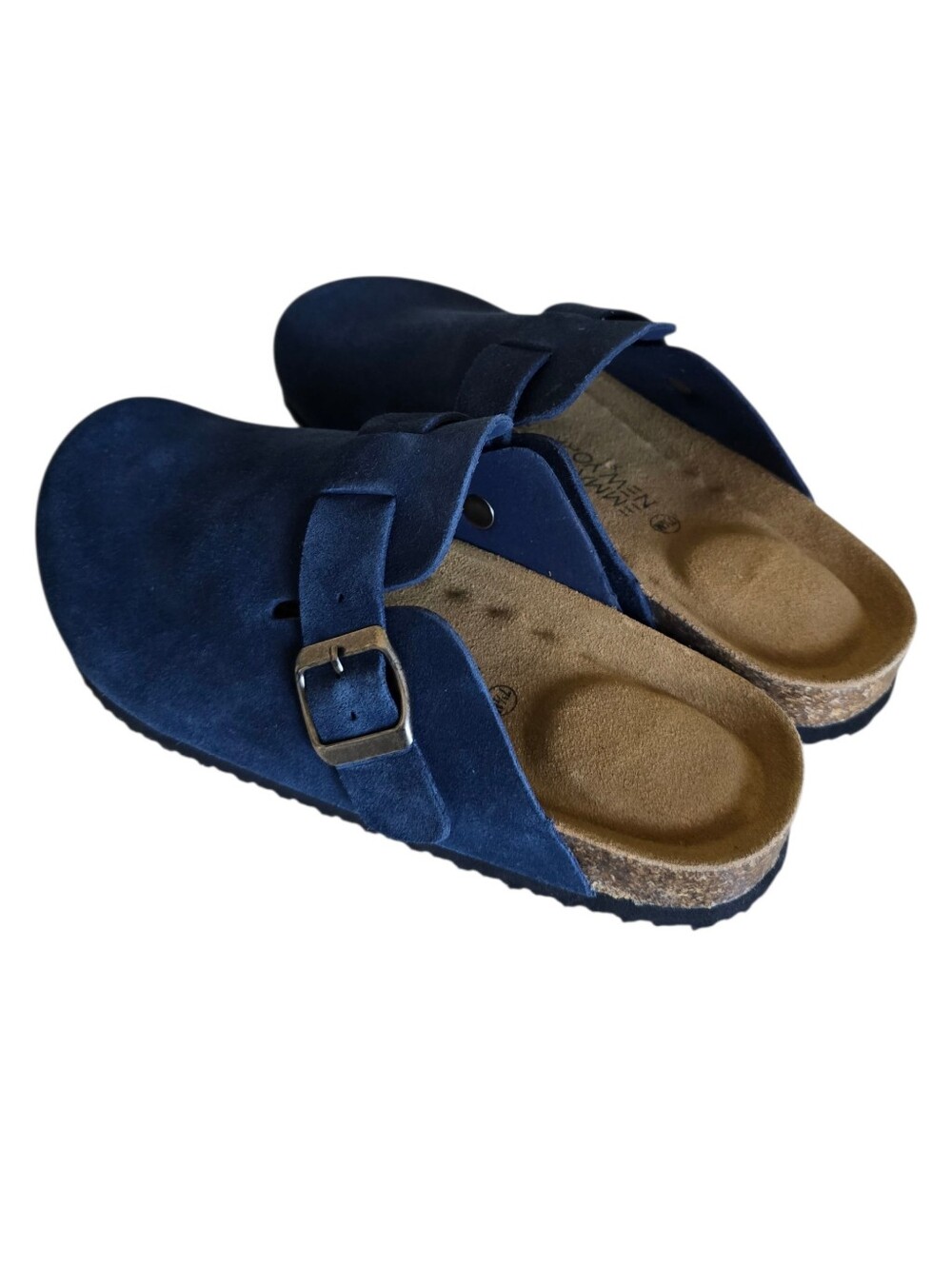 New 🤎 Emma New York Women's Nina Navy Suede Leather Cork Footbed Clogs - Picture 6 of 16